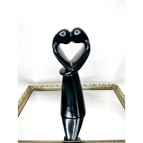 Beautiful Vintage Hand Carved Black Soapstone Figurine Lovers Made in Kenya - Picture 1 of 9